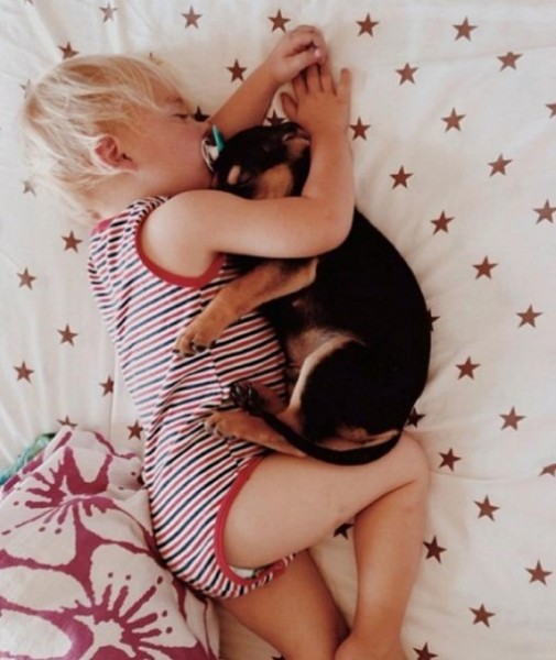 ДРУЖБА С ПЕЛЕНОК Каждый день двухлетний Бо и его собачка Тео засыпают вместе, а мама их фотографирует. (#стихи_разное)