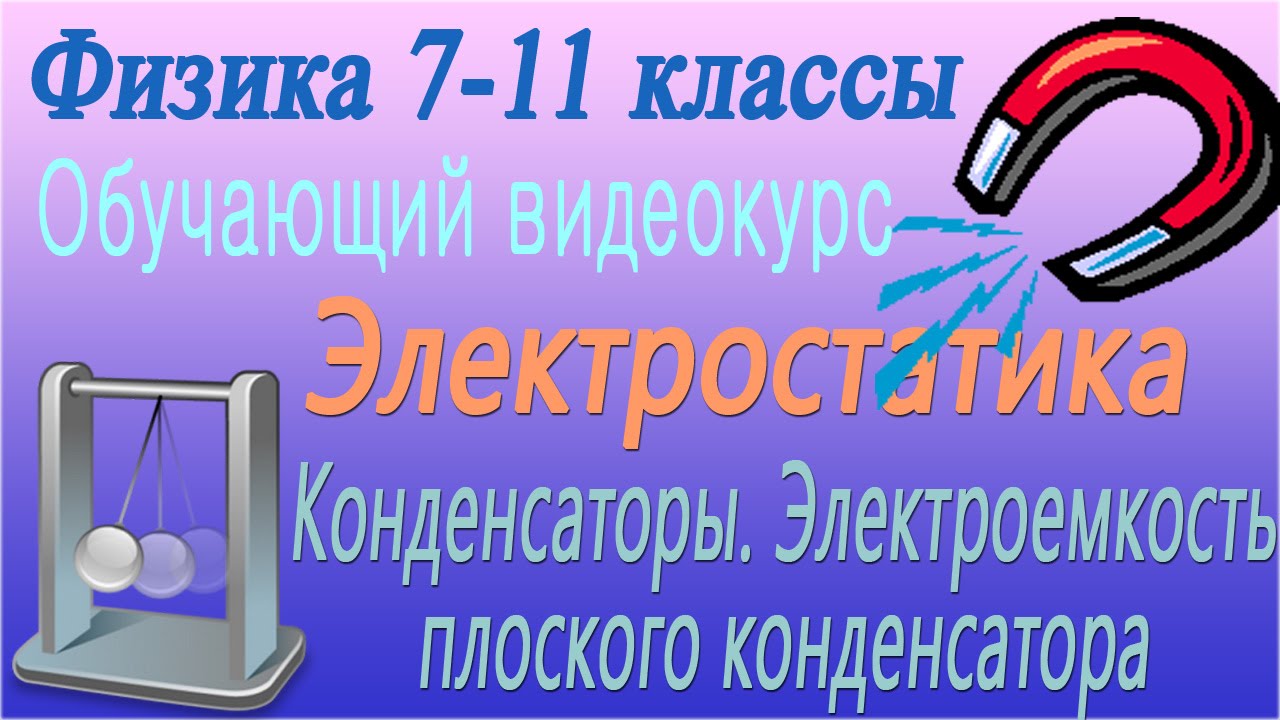 Конденсаторы. Электроемкость плоского конденсатора. Урок 59