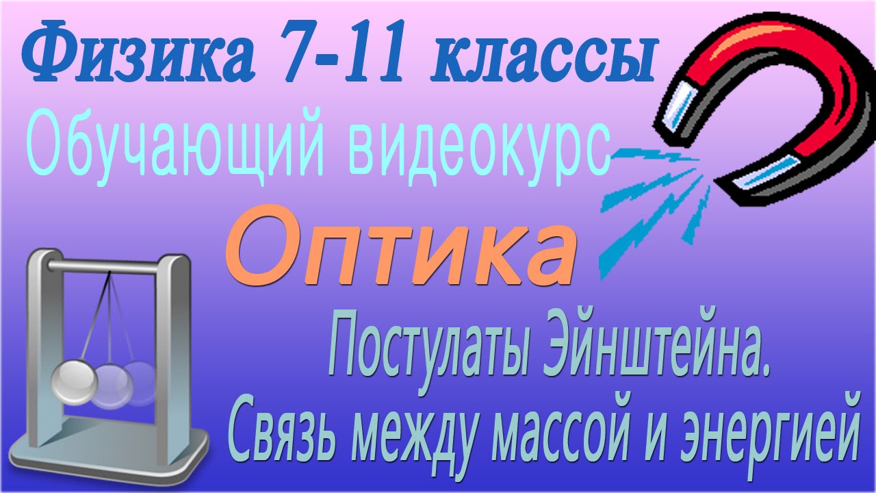 Постулаты Эйнштейна. Связь между массой и энергией. Урок 103
